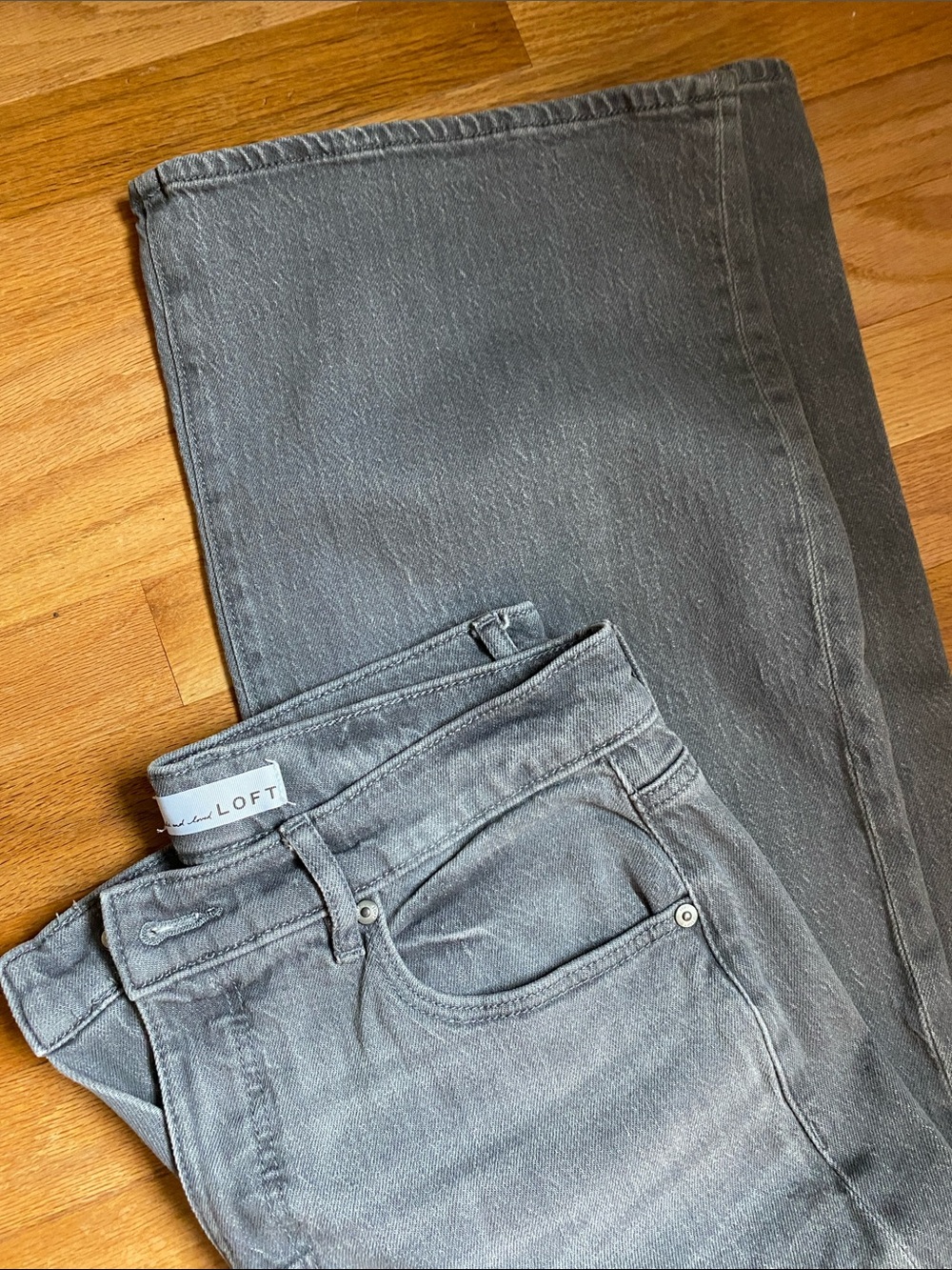 LOFT Gray Straight-Leg Denim Jeans